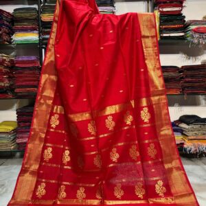Maheshwari Red Silk Saree