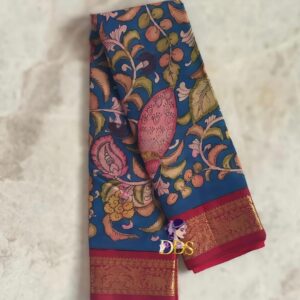 Small border kanchi kalamkari Saree