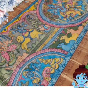 Story theme based Kanchi Kalamkari Saree